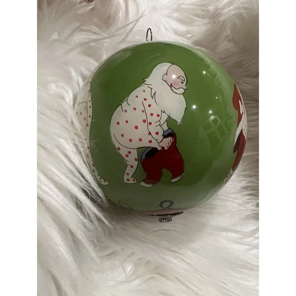 Pier 1 Li Bien 2015 Santa Getting Dressed Christmas Eve Mouth Blown Glass